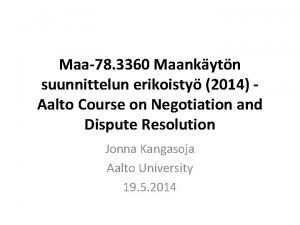 Maa78 3360 Maankytn suunnittelun erikoisty 2014 Aalto Course
