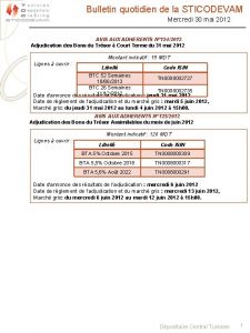 Bulletin quotidien de la STICODEVAM Mercredi 30 mai