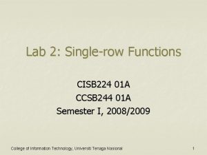 Lab 2 Singlerow Functions CISB 224 01 A