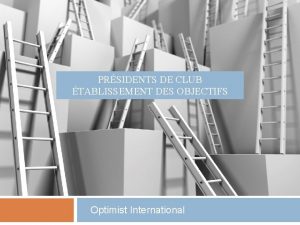 PRSIDENTS DE CLUB TABLISSEMENT DES OBJECTIFS Optimist International