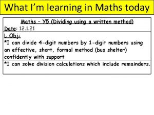 What Im learning in Maths today Maths Y