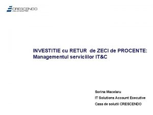 INVESTITIE cu RETUR de ZECI de PROCENTE Managementul