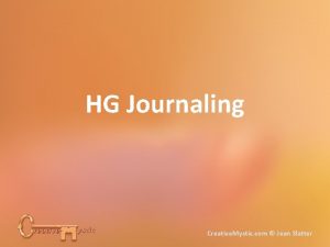 HG Journaling Creative Mystic com Jean Slatter Your