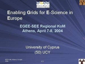 Enabling Grids for EScience in Europe EGEESEE Regional