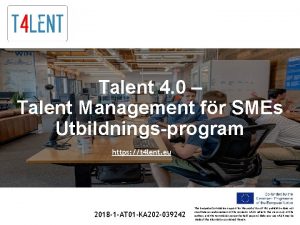 Talent 4 0 Talent Management fr SMEs Utbildningsprogram