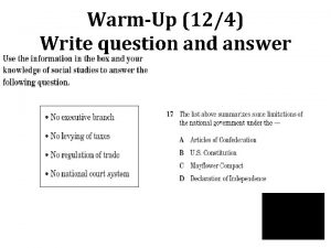 WarmUp 124 Write question and answer http www