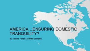 AMERICAENSURING DOMESTIC TRANQUILITY By Jessica Flores Cynthia Ledezma