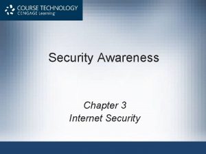 Security Awareness Chapter 3 Internet Security Objectives After