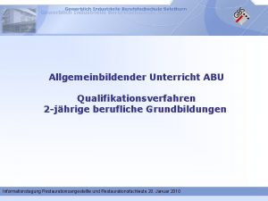 Allgemeinbildender Unterricht ABU Qualifikationsverfahren 2 jhrige berufliche Grundbildungen