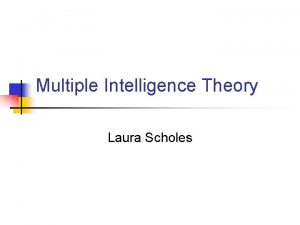 Multiple Intelligence Theory Laura Scholes Howard Gardner Multiple