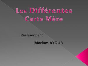 Ralser par Mariam AYOUB La Dfinition du Carte