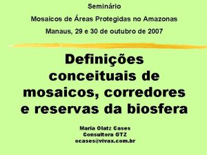 Seminrio Mosaicos de reas Protegidas no Amazonas Manaus