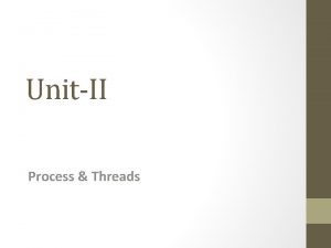 UnitII Process Threads Contents Process State Transition Deadlock