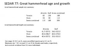 SEDAR 77 Great hammerhead age and growth Great