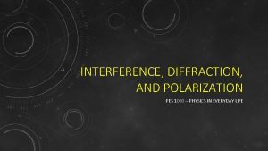 INTERFERENCE DIFFRACTION AND POLARIZATION PES 1000 PHYSICS IN