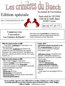 Le journal de lassociation Edition spciale Equisoleil de