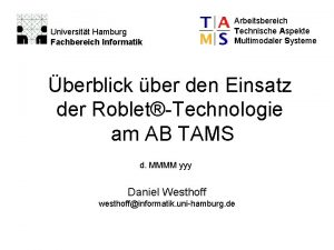 Universitt Hamburg Fachbereich Informatik Arbeitsbereich Technische Aspekte Multimodaler