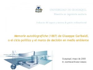 UNIVERSIDAD DE GUAYAQUIL Maestra en ingeniera sanitaria Evaluacin