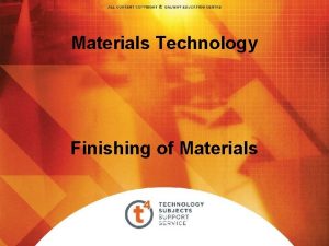 Materials Technology Finishing of Materials Overview Degradation of