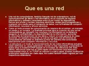 Que es una red Una red de computadoras