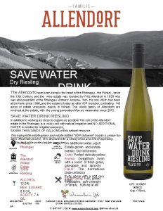 SAVE WATER Dry Riesling 2017 DRINK RIESLING The