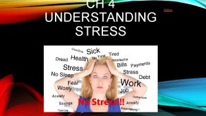 CH 4 UNDERSTANDING STRESS Stress WHAT IS STRESS