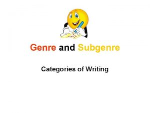 Genre and Subgenre Categories of Writing Fiction Drama