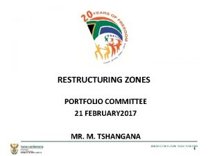 RESTRUCTURING ZONES PORTFOLIO COMMITTEE 21 FEBRUARY 2017 MR