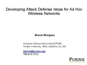 Developing Attack Defense Ideas for Ad Hoc Wireless