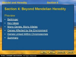 Mendel and Heredity Section 4 Beyond Mendelian Heredity