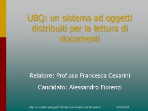 UBQ un sistema ad oggetti distribuiti per la