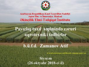Azrbaycan Respublikas Knd Tsrrfat Nazirliyi Aqrar Elm v