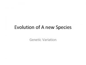 Evolution of A new Species Genetic Variation Sources
