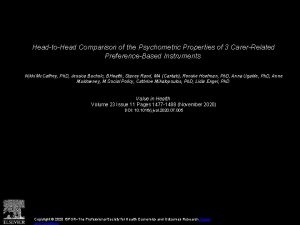 HeadtoHead Comparison of the Psychometric Properties of 3