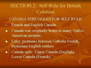 SECTION 2 SelfRule for British Colonies 1 n