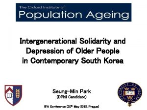 Intergenerational Solidarity and Depression of Older People in