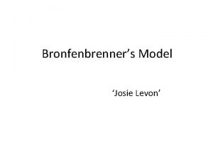 Bronfenbrenners Model Josie Levon The Individual Josie Levon