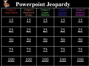 Powerpoint Jeopardy Category 1 Atomic Theory Category 2