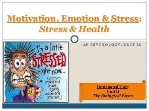 Motivation Emotion Stress Stress Health AP PSYCHOLOGY UNIT