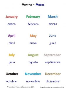 Months Meses enero febrero marzo abril mayo junio