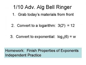 110 Adv Alg Bell Ringer 1 Grab todays