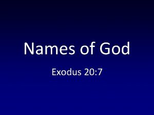 Names of God Exodus 20 7 Exodus 20