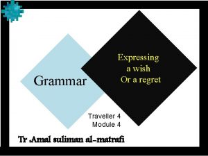 Grammar Expressing a wish Or a regret Traveller