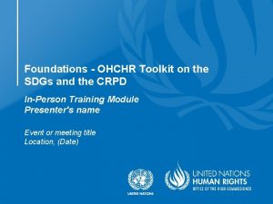 Foundations OHCHR Toolkit on the SDGs and the