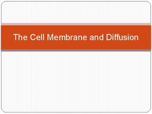 The Cell Membrane and Diffusion Imagine Imagine if