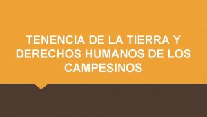 TENENCIA DE LA TIERRA Y DERECHOS HUMANOS DE