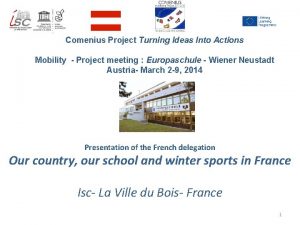 Comenius Project Turning Ideas Into Actions Mobility Project