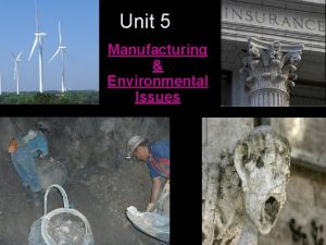 Unit 5 Manufacturing Environmental Issues Environmental Threats from