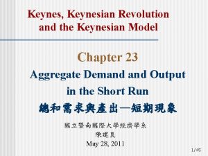 Keynes Keynesian Revolution and the Keynesian Model Chapter
