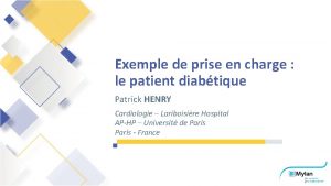 Exemple de prise en charge le patient diabtique